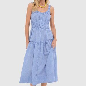 Tuckernuck Blue and White Gingham Seersucker Landis Midi Dress